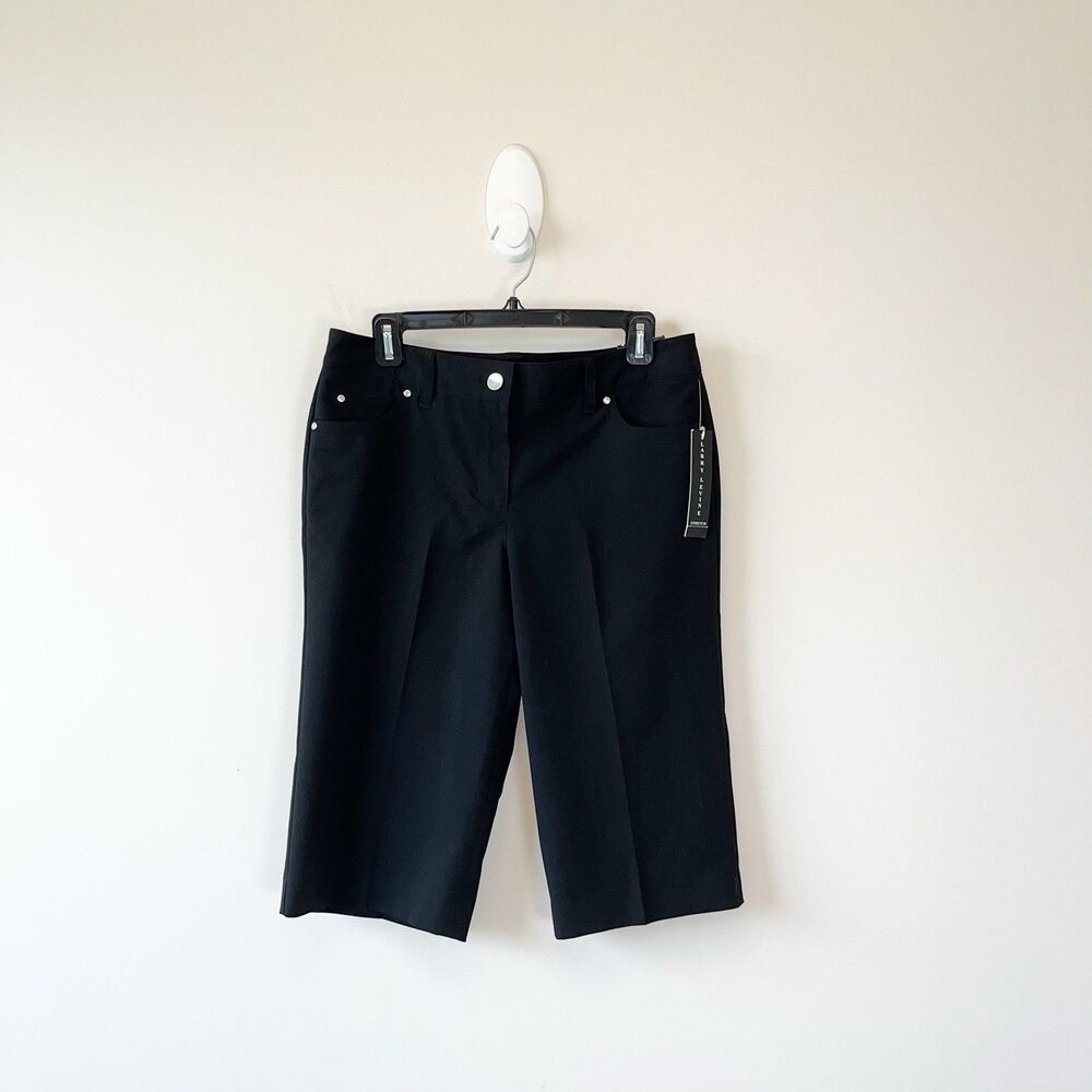 Larry Levine Women’s Citi Dressy Bermuda Shorts Black Career Office Size 8 NWT’s